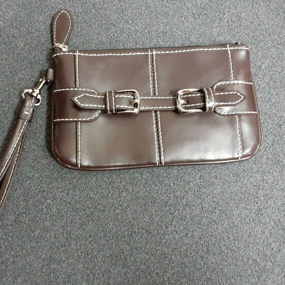 Wilson's Leather Brown Leather Wristlet Wallet Coin Purse Like New